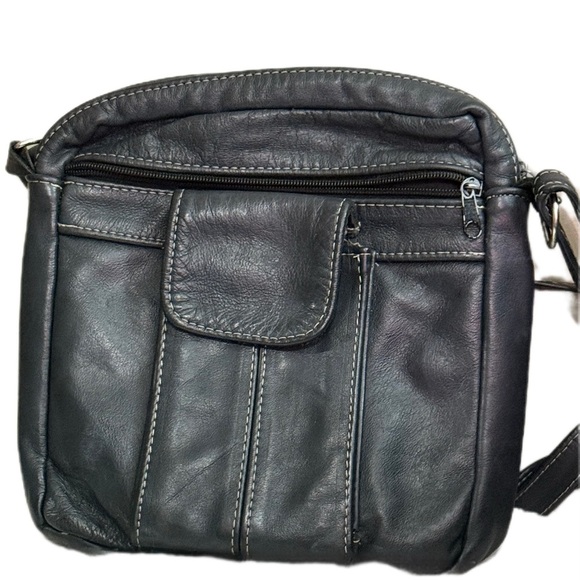 Black Leather Crossbody Bag - Picture 1 of 7